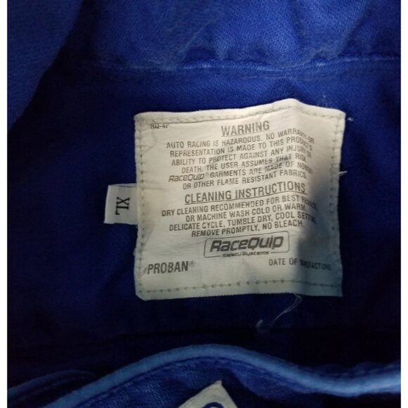 Race Quip Safety Systems Vtg Overall One-Piece Racing Fire Jumpsuit, Size XL - Picture 9 of 9